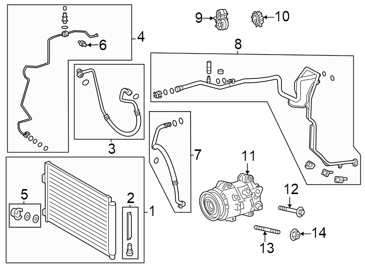 Diagram Air conditioner & heater. Compressor & lines. Condenser. for your 2014 Toyota Camry   