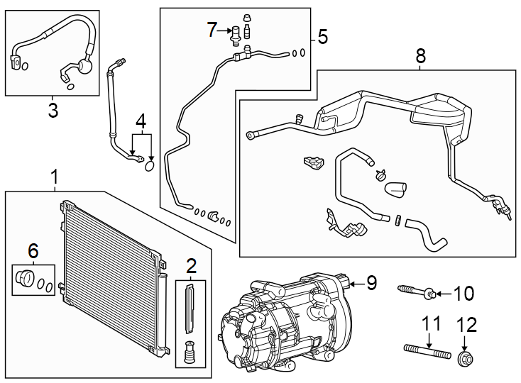 Diagram Air conditioner & heater. Compressor & lines. Condenser. for your 2024 Toyota Camry   