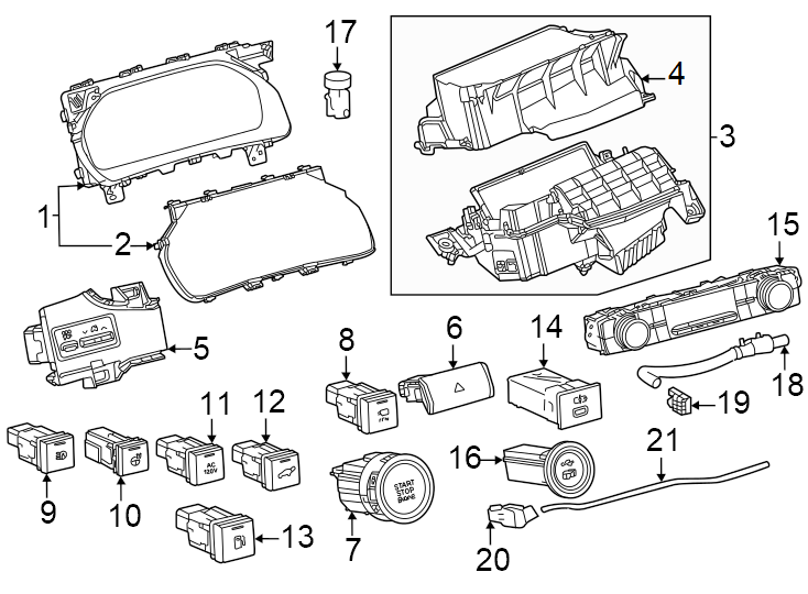 Diagram Instrument panel. Cluster & switches. for your 2016 Toyota 4Runner  SR5 Sport Utility 