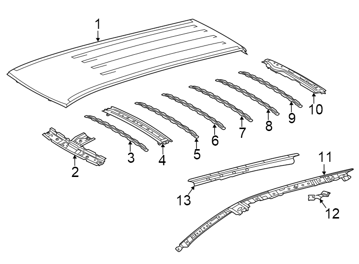 Diagram Roof & components. for your Toyota GRAND HIGHLANDER  