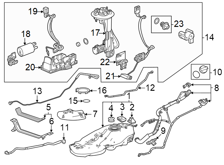 Diagram Fuel system components. for your 2006 Toyota Tacoma 2.7L A/T RWD Base Crew Cab Pickup Fleetside 