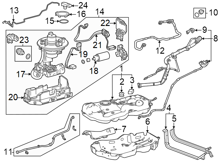 Diagram Fuel system components. for your 2017 Toyota Tacoma  SR5 Extended Cab Pickup Fleetside 