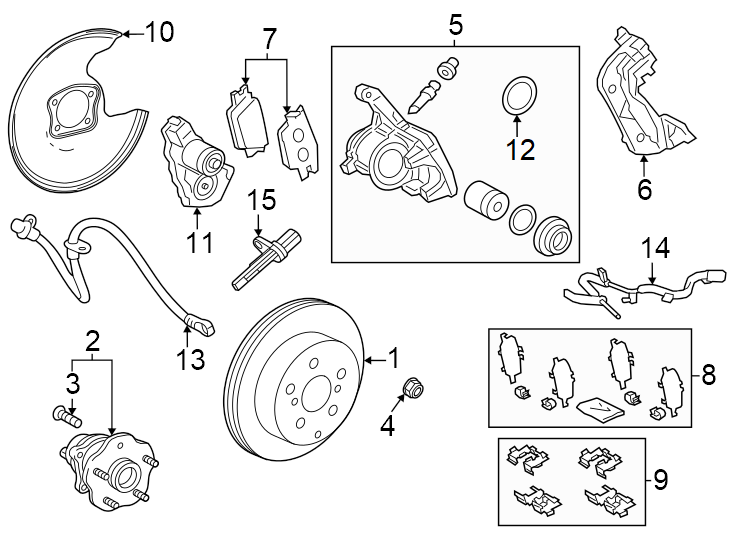 Diagram Rear suspension. Brake components. for your 2024 Toyota Land Cruiser   