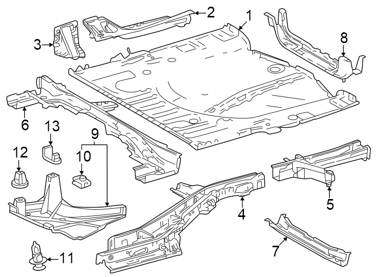 Diagram Rear body & floor. Floor & rails. for your Toyota