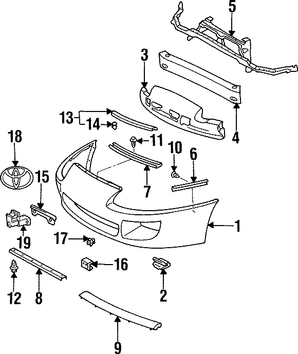 Diagram FRONT BUMPER. BUMPER & COMPONENTS. for your 2022 Toyota Camry   