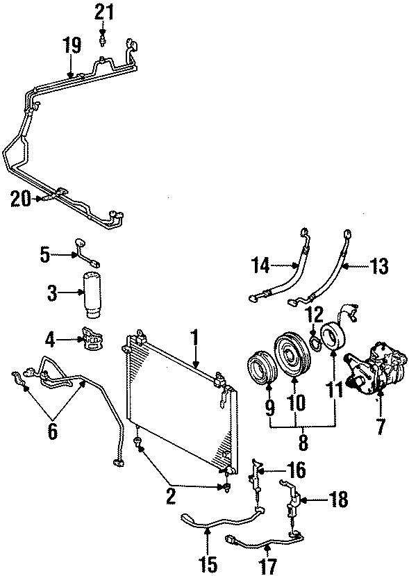 Diagram AIR CONDITIONER & HEATER. COMPRESSOR & LINES. for your 1997 Toyota Camry  CE Sedan 