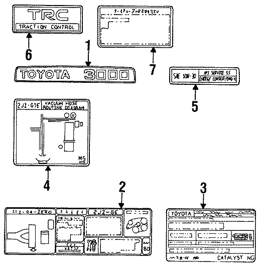 Diagram INFORMATION LABELS. for your 1997 Toyota Supra   