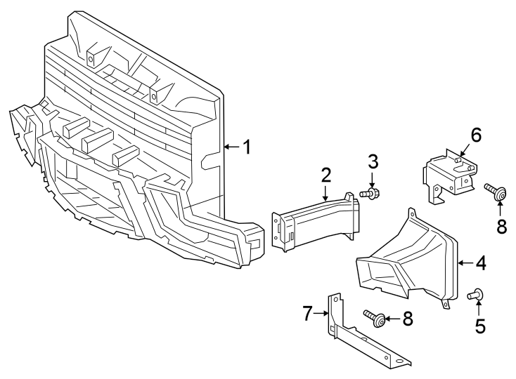 Diagram RADIATOR SUPPORT. DUCTS. for your 2024 Toyota Sequoia  TRD Pro Sport Utility 