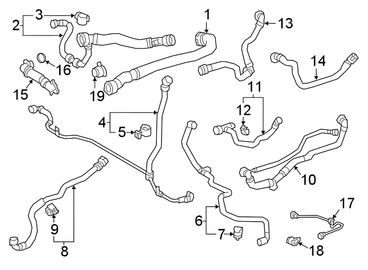 Diagram HOSES & PIPES. for your 2017 Toyota Highlander   