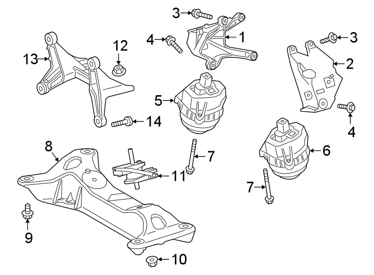 Diagram Engine & TRANS mounting. for your 2018 Toyota Avalon  Touring Sedan 