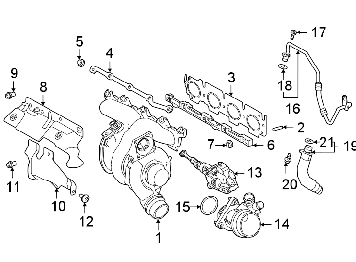 Diagram Turbocharger & components. for your 2012 Toyota Tundra   