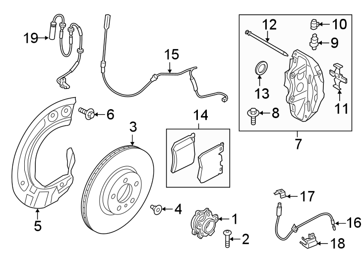 Diagram FRONT SUSPENSION. BRAKE COMPONENTS. for your 2022 Toyota Prius Prime   