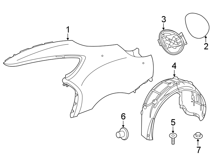 Diagram QUARTER PANEL & COMPONENTS. for your 2019 Toyota Tacoma  TRD Sport Extended Cab Pickup Fleetside 