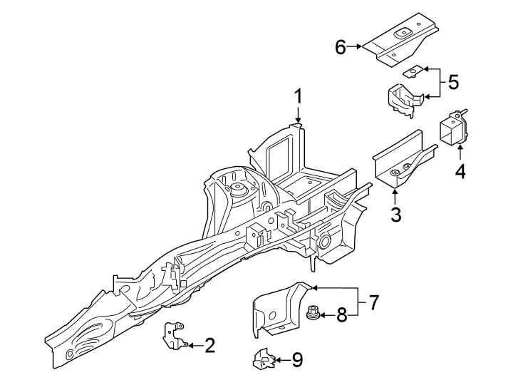 Diagram REAR BODY & FLOOR. RAILS & COMPONENTS. for your 2022 Toyota RAV4   