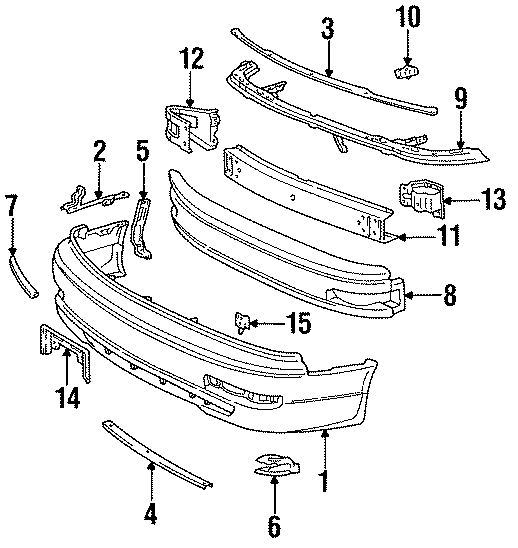Full size assembly image of FRONT BUMPER. BUMPER & COMPONENTS. (1/1)