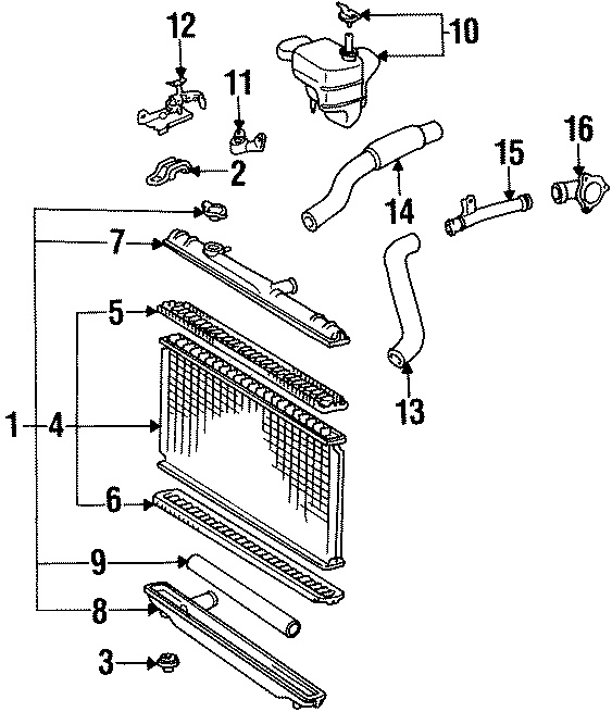 Diagram RADIATOR & COMPONENTS. for your 2012 Toyota Tacoma  Base Standard Cab Pickup Fleetside 