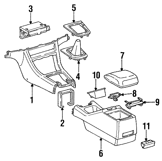 Full size assembly image of FRONT CONSOLE. REAR CONSOLE. (1/1)