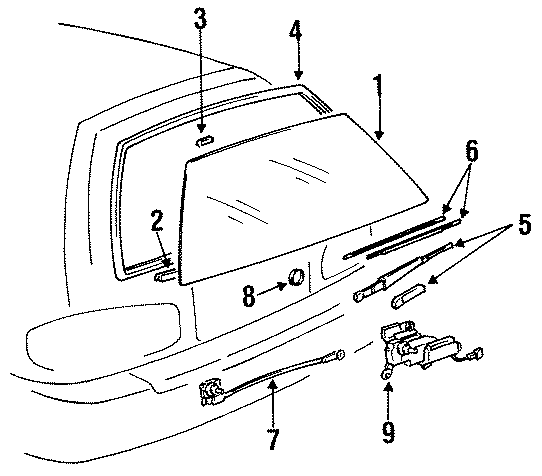 Diagram LIFT GATE. GLASS. WIPER & WASHER COMPONENTS. for your 1996 Toyota Camry 2.2L A/T LE SEDAN 