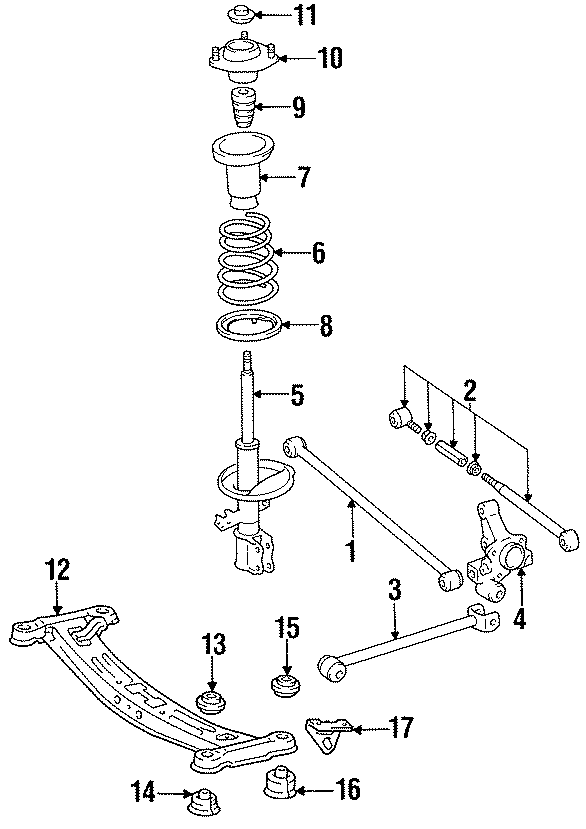 Diagram REAR SUSPENSION. SUSPENSION COMPONENTS. for your Toyota