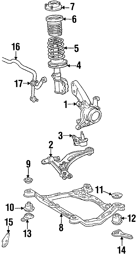 Diagram FRONT SUSPENSION. STABILIZER BAR & COMPONENTS. SUSPENSION COMPONENTS. for your Toyota