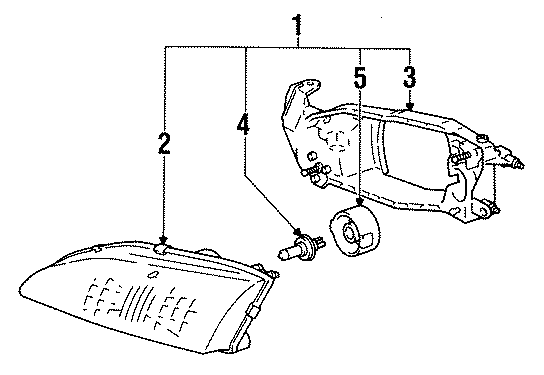 Diagram FRONT LAMPS. HEADLAMP COMPONENTS. for your 1995 Toyota Paseo   