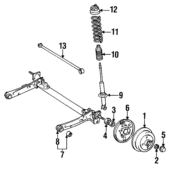 Diagram REAR SUSPENSION. SUSPENSION COMPONENTS. for your 2007 Toyota Corolla   