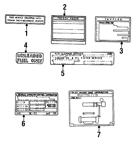 Diagram INFORMATION LABELS. for your Toyota