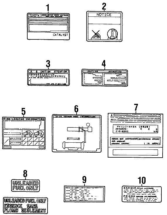 Diagram INFORMATION LABELS. for your 2004 Toyota Camry 3.0L V6 A/T XLE SEDAN 