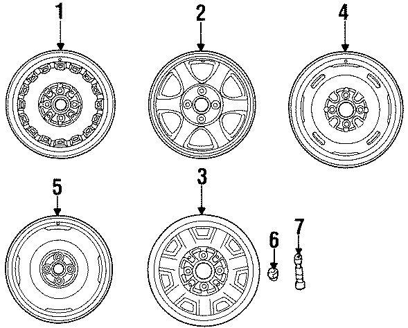 Diagram WHEELS. for your 1997 Toyota Avalon   