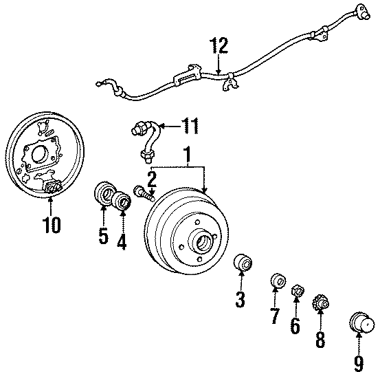 Diagram REAR SUSPENSION. BRAKE COMPONENTS. for your 2007 Toyota Corolla   