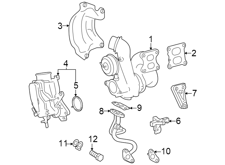 Diagram Turbocharger & components. for your 2022 Toyota Sequoia   