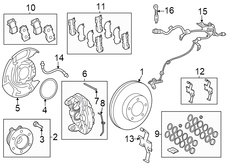 Diagram Front suspension. Brake components. for your Toyota FJ Cruiser  