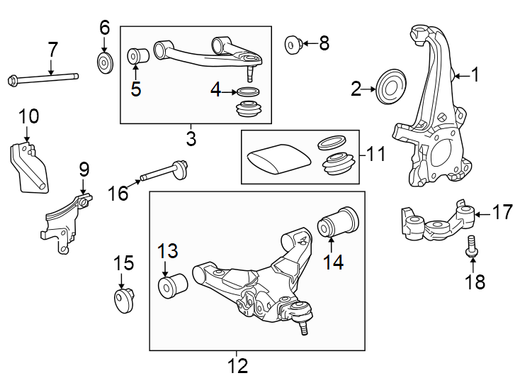 Diagram Front suspension. Suspension components. for your 2024 Toyota Corolla   