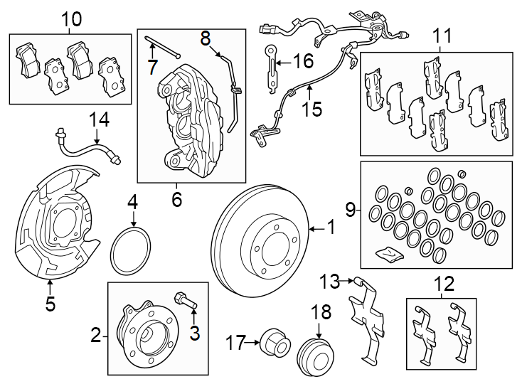 Diagram Front suspension. Brake components. for your 2007 Toyota Tacoma  Base Extended Cab Pickup Fleetside 