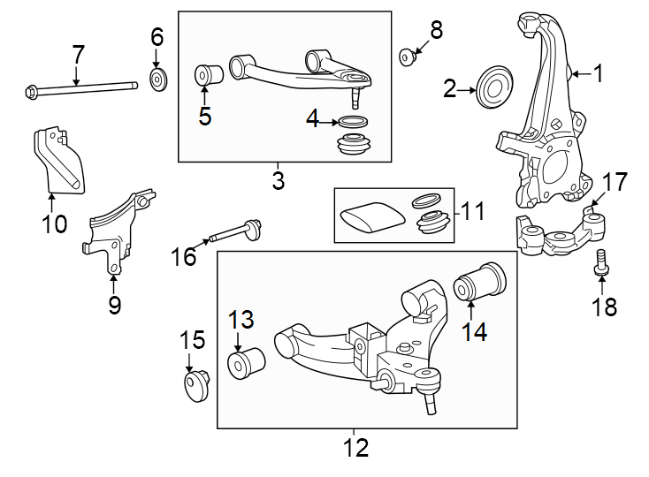 Diagram Front suspension. Suspension components. for your 2024 Toyota Corolla   