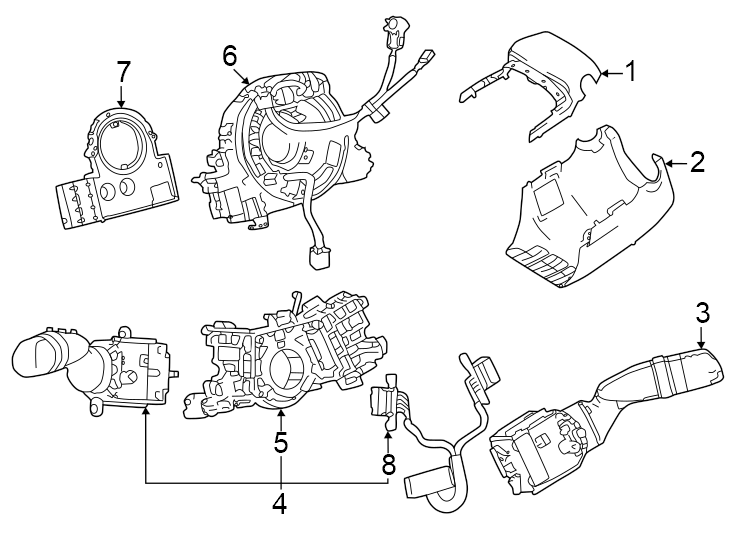 Diagram Steering column. Shroud. Switches & levers. for your 2016 Toyota Tundra 5.7L i-Force V8 FLEX A/T RWD Limited Crew Cab Pickup Fleetside 