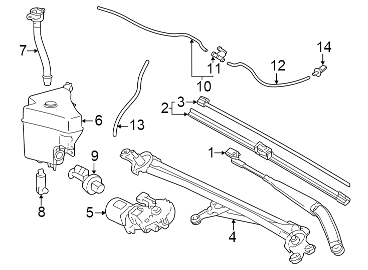 Diagram Windshield. Wiper & washer components. for your 2021 Toyota Highlander  L Sport Utility 