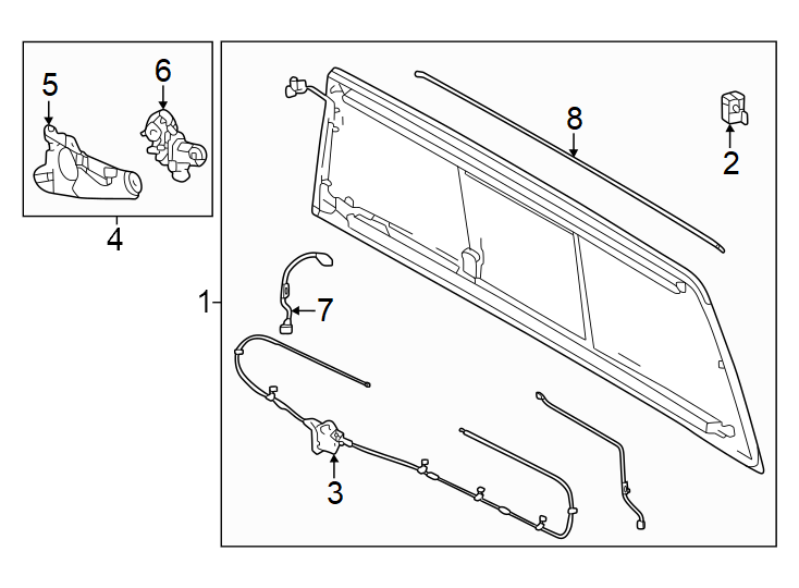 Diagram Back glass. Glass & hardware. for your Toyota