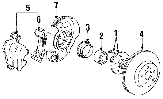 Diagram FRONT SUSPENSION. BRAKE COMPONENTS. for your Toyota