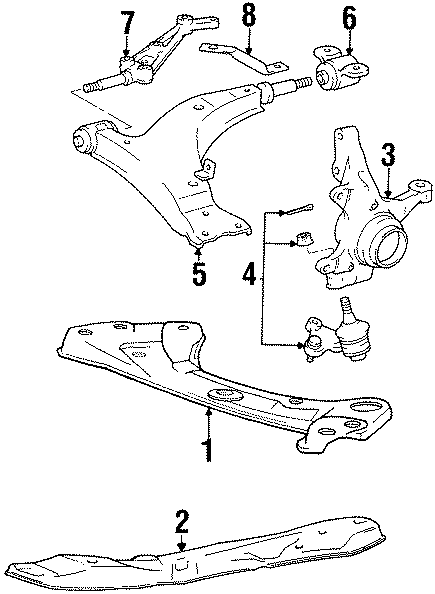 Diagram FRONT SUSPENSION. SUSPENSION COMPONENTS. for your 1986 Toyota Corolla   