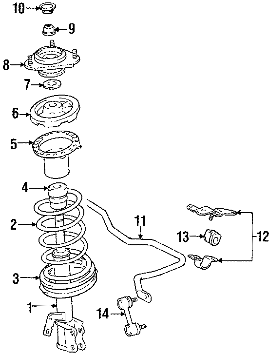 Diagram FRONT SUSPENSION. STABILIZER BAR & COMPONENTS. STRUTS & COMPONENTS. for your 1989 Toyota Supra   