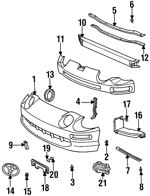 Diagram FRONT BUMPER. BUMPER & COMPONENTS. for your 2022 Toyota Camry   