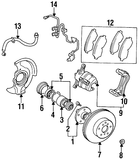 Diagram FRONT SUSPENSION. BRAKE COMPONENTS. for your Toyota