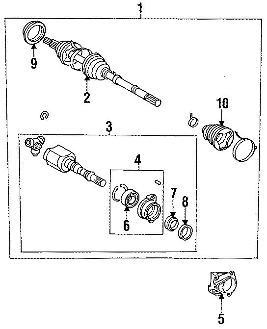 Diagram FRONT SUSPENSION. AXLE SHAFT. for your Toyota Corolla  