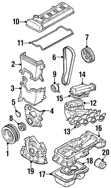 Diagram ENGINE / TRANSAXLE. ENGINE PARTS. for your 1993 Toyota Previa   