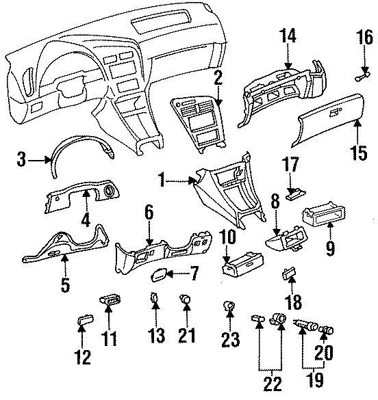 Diagram INSTRUMENT PANEL. for your 2002 Toyota Tundra 4.7L V8 A/T RWD Limited Extended Cab Pickup Fleetside 