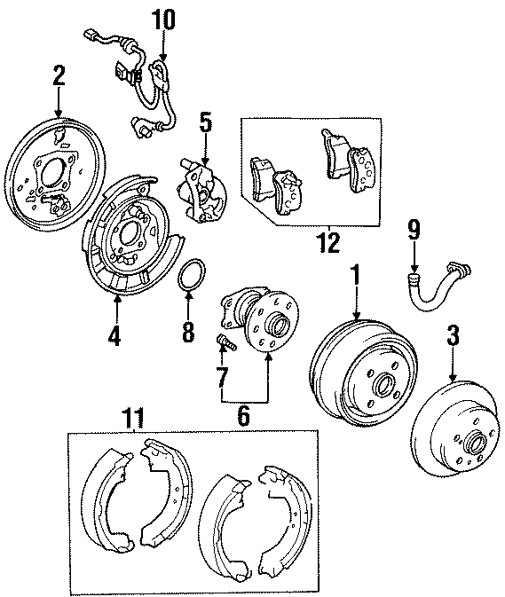 Diagram REAR SUSPENSION. BRAKE COMPONENTS. for your 2006 Toyota Tacoma  Base Extended Cab Pickup Fleetside 