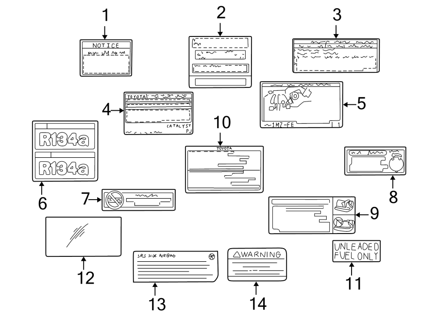 Diagram INFORMATION LABELS. for your 1998 Toyota Camry   