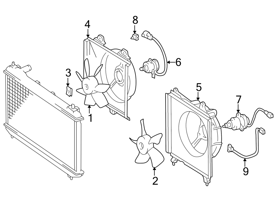 Diagram Cooling fan. Spoiler. for your 2001 Toyota Corolla   