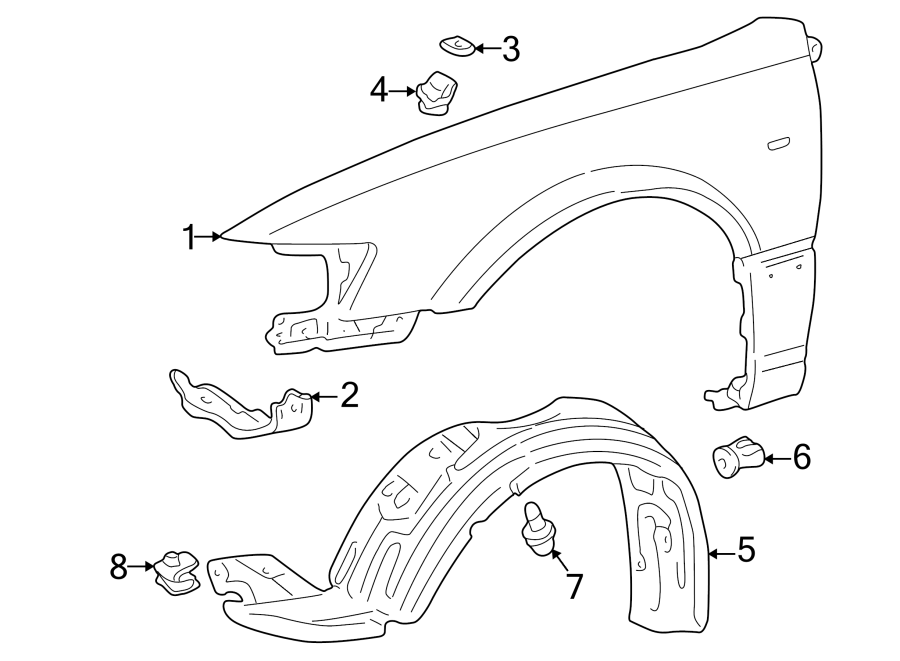 Diagram FENDER & COMPONENTS. for your 2011 Toyota Highlander   